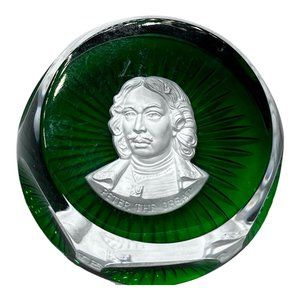 1975 Baccarat Franklin Mint Sulphide Cameo Paperweight - Peter The Great Faceted